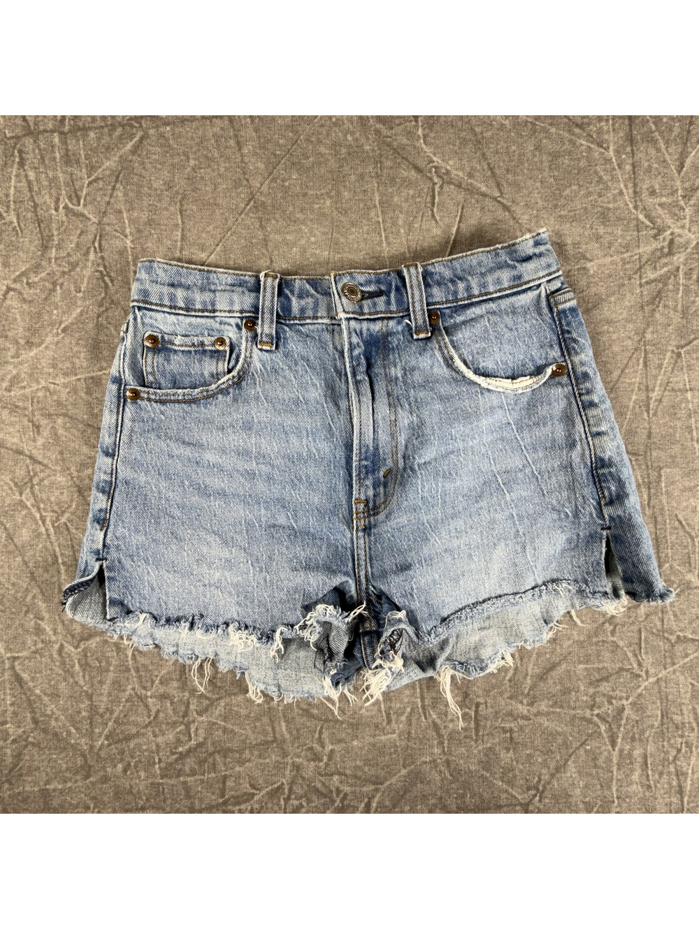 Abercrombie Shorts Women's 24 Blue Mom High Rise Distress